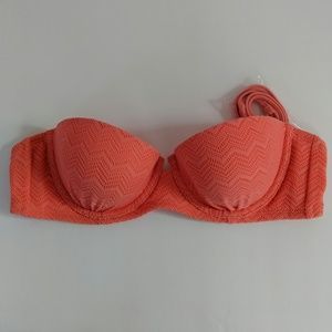 Coral strapless bikink top aerie